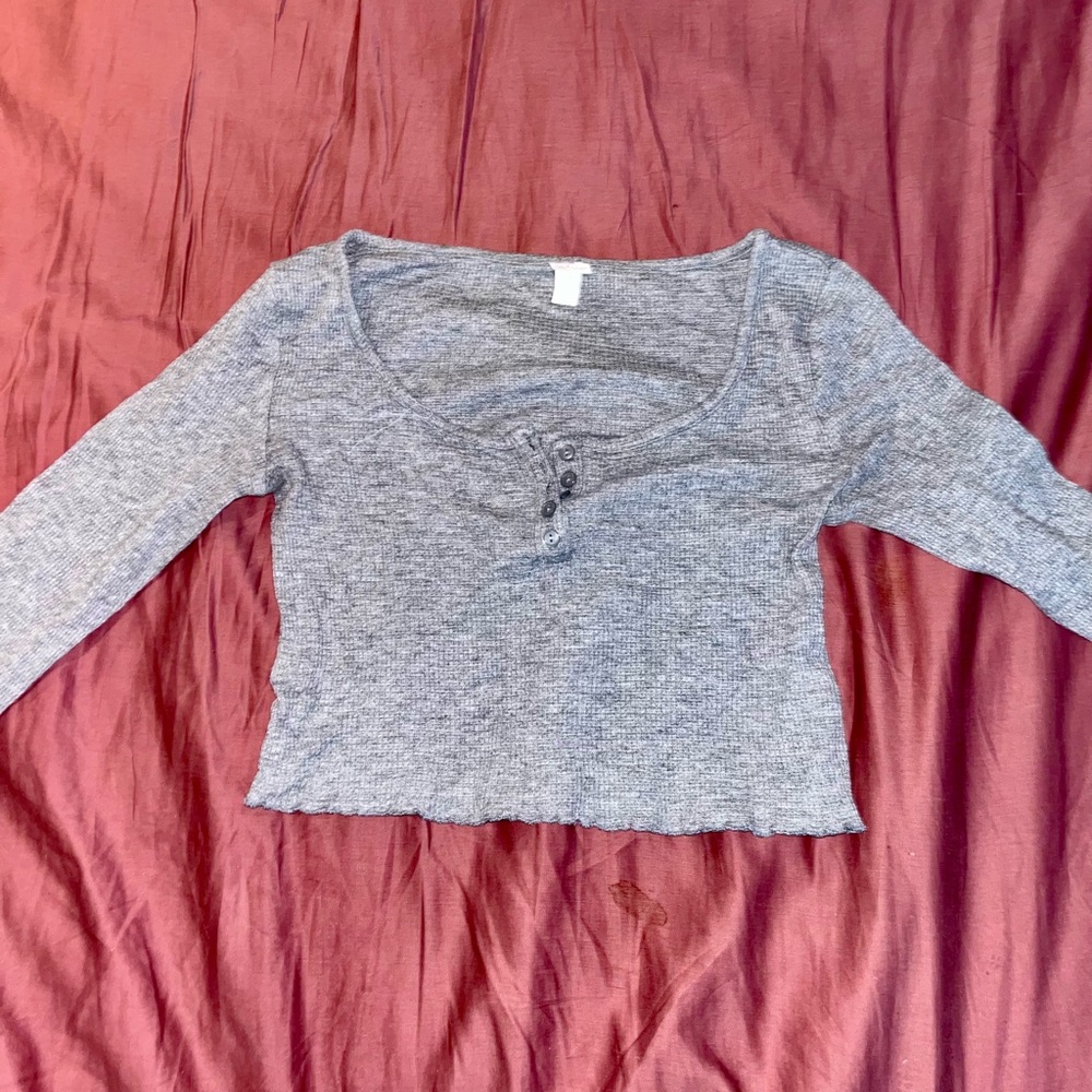 Colsie Heather Gray Long Sleeve Blouse